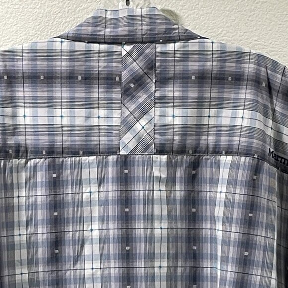 MARMOT Men's (VTG) Short Sleeve Button Down Plaid Shirt, Gray/Aqua - XXL - Picture 6 of 11